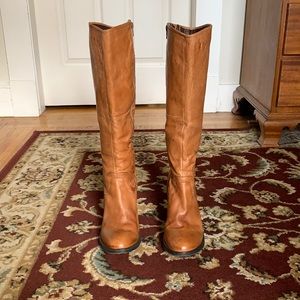 STEVE MADDEN Cognac Leather Carrter Knee High Boots, Sz 9